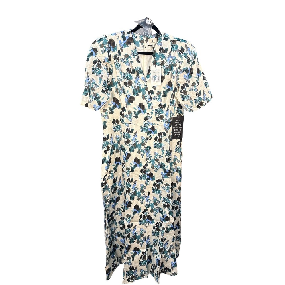 NWT Tuckernuck Blue Blooms Linen Midi/Maxi Dress Size XL Floral Wedding Guest - Picture 9 of 10